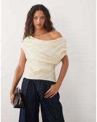 Mango - Linen Mix Asymmetric Draped Sleeveless Top - Lyst