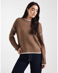 Brave Soul - Crew Neck Jumper With Contrast Stitching - Lyst