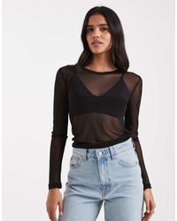 Vero Moda - Sheer Long Sleeve Mesh Top - Lyst