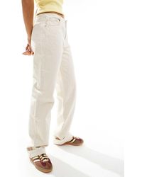 Pull&Bear - Jeans Dritti Écru A Vita Medio Alta Con Fascia - Lyst