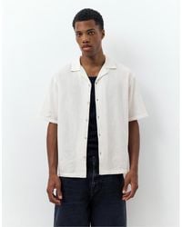 Pull&Bear - – kurzärmliges hemd aus leinenmix - Lyst