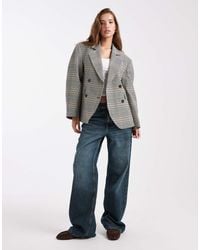ASOS - – eleganter, zweireihiger blazer mit cocoon-ärmeln und karomuster - Lyst