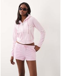 Juicy Couture - Velour Diamante Logo Drawstring Shorts - Lyst