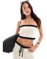 4th & Reckless - Knitted Contrast Bandeau Beach Crop Top Co-ord - Lyst