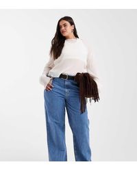 ASOS - Vaqueros Dad Azul Pulcro De Pernera Ancha De Asos Design Curve - Lyst