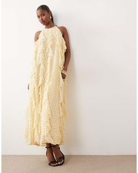 Y.A.S - Halter Neck Ruffle Maxi Dress - Lyst