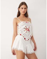 Miss Selfridge - Broderie Shorts - Lyst