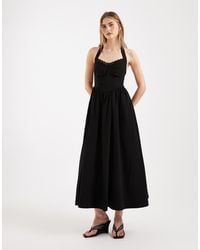 New Look - Bengaline Halter Midi Dress With Lace Trim - Lyst