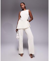 River Island - Textured Wide Leg Pants - Lyst