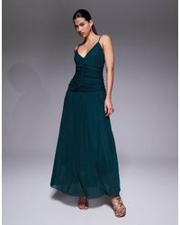 Aria Cove - Chiffon V Neck Dropped Pleated Waist Maxi Dress - Lyst