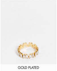 ASOS 14k Plated Ring With Baguette Crystals - Metallic