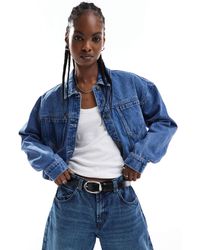 Noisy May - Boxy Cropped Denim Jacket - Lyst