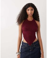 Reclaimed Vintage - Crochet Halter Neck Dipped Hem Top - Lyst