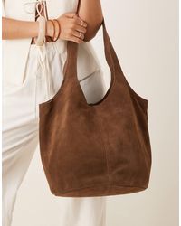 ASOS - Suede Slouch Tote Bag - Lyst