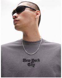 TOPMAN - T-shirt oversize à broderie nyc - délavé - Lyst