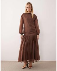 ASOS - Slash Neck Chiffon Godet Maxi Dress - Lyst