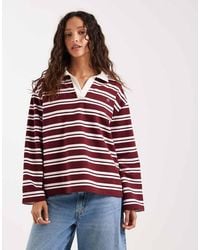 4th & Reckless - Exclusive Cotton Rich Collared Long Sleeve Embroidered Logo Rugby Top - Lyst