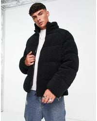 ASOS - Borg Puffer Jacket With Removable Hood - Lyst