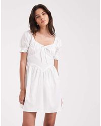 Wednesday's Girl - Wednesdays Girl V Front Short Sleeved Mini Dress - Lyst