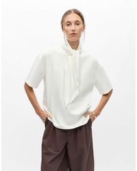 Object - Tibi Jersey Oversized High Neck 2/4 Sleeves Stretch Drop Shoulder Top - Lyst