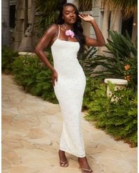 South Beach - Lace Maxi Beach Dress With Bow Detail And Back Split - Lyst