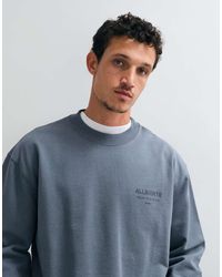 AllSaints - Xander Sweatshirt Met Flocklogo En Ronde Hals - Lyst
