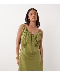 ASOS - Asos Design Petite Bias Cut Scoop Neck Low Back Satin Mini Dress - Lyst