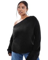 ASOS - Asos Design Curve Knitted Off The Shoulder Slouchy Jumper - Lyst