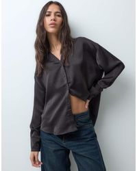 Vero Moda - Satin Long Sleeve Shirt - Lyst