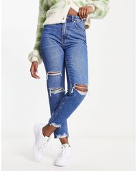 Bershka - Comfort Fit Mom Jean With Rips - Lyst