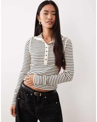 Free People - Top Verde Té De Manga Larga Con Cuello Panadero Y Botones Lake Jamie De - Lyst