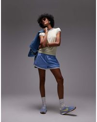 TOPSHOP - Gestreepte Boxershorts Met Hoge Taille En Kanten Rand - Lyst