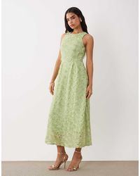 Vila - Floral Jacquard Maxi Dress - Lyst