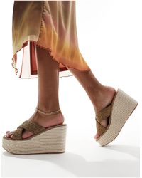 Steve Madden - Jelisa-r - sandali espadrilles color bronzo con fascette decorate - Lyst