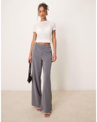 Vila - Pantaloni A Fondo Ampio E Vita Alta Mix & Match Medio Mélange - Lyst