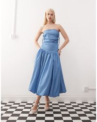 Amy Lynn - Alexa Tie Shoulder Puffball Midi Dress - Lyst