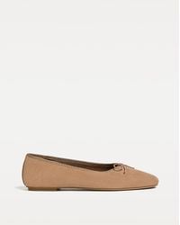 Stradivarius - Split Suede Ballet Flats With Bow - Lyst