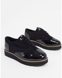 River Island Черные Броги На Контрастной Массивной Подошве -черный