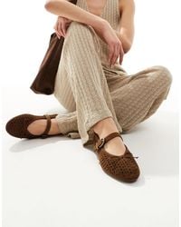Stradivarius - – ballerinas aus leder - Lyst