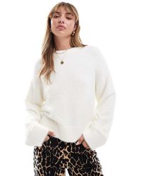 Miss Selfridge - Jersey Extragrande De Punto Desflecado De -Blanco - Lyst