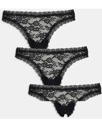 Lindex - Pack De 3 Tangas Negros De Encaje Dana De - Lyst