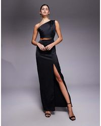 Vesper - One Shoulder Satin Maxi Dress With Cut-Out - Lyst