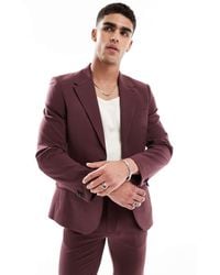 ASOS - Giacca Da Abito Skinny Bordeaux Elasticizzata - Lyst