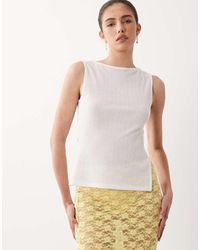 ASOS - Semi Sheer Ribbed Longline Tank With Side Split - Lyst