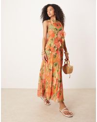 ASOS - Rechtvallende Maxi Jurk Met Racerhals En Ruches - Lyst