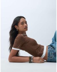 ASOS - Slubby Shrunken Tee With Mock Double Layer - Lyst