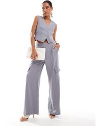 Jdy - Wide Leg Tailored Linen Cargo Trouser Co-ord - Lyst