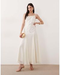 Y.A.S - Floral Appliqué Dropped Waist Cami Maxi Dress - Lyst