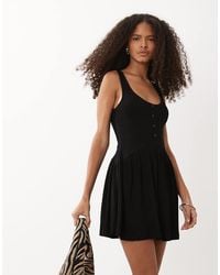 ASOS - Crinkle Button Through Mini Dress - Lyst