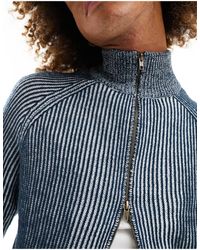 Collusion - Knitted Double Ended Zip Through Pleated Jumper - Lyst